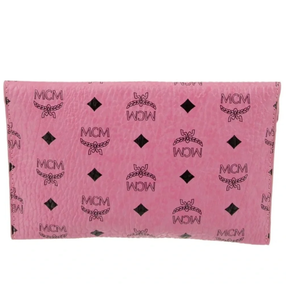 MCM Pink Monogram Envelope Clutch - Picture 3 of 7